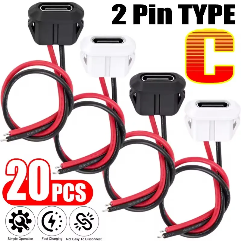 Usb C Cable - Connecteur USB Type-C femelle 2 broches,